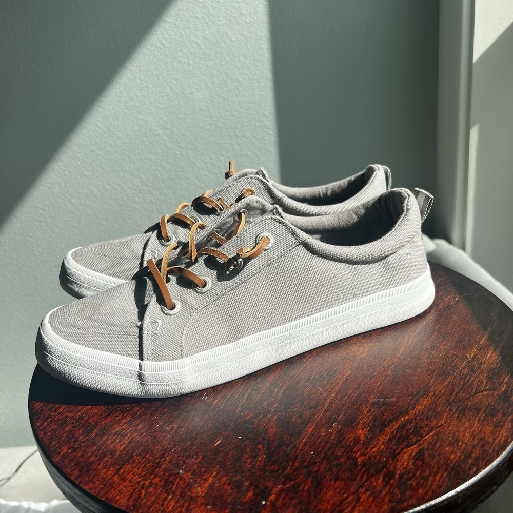 Tommy Bahama Womens Sz 10 Gray Canvas Slip On Low Top Casual Comfort Skate Shoes